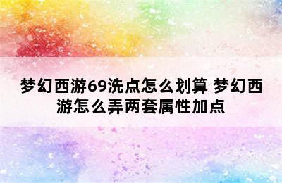 梦幻西游69洗点怎么划算 梦幻西游怎么弄两套属性加点